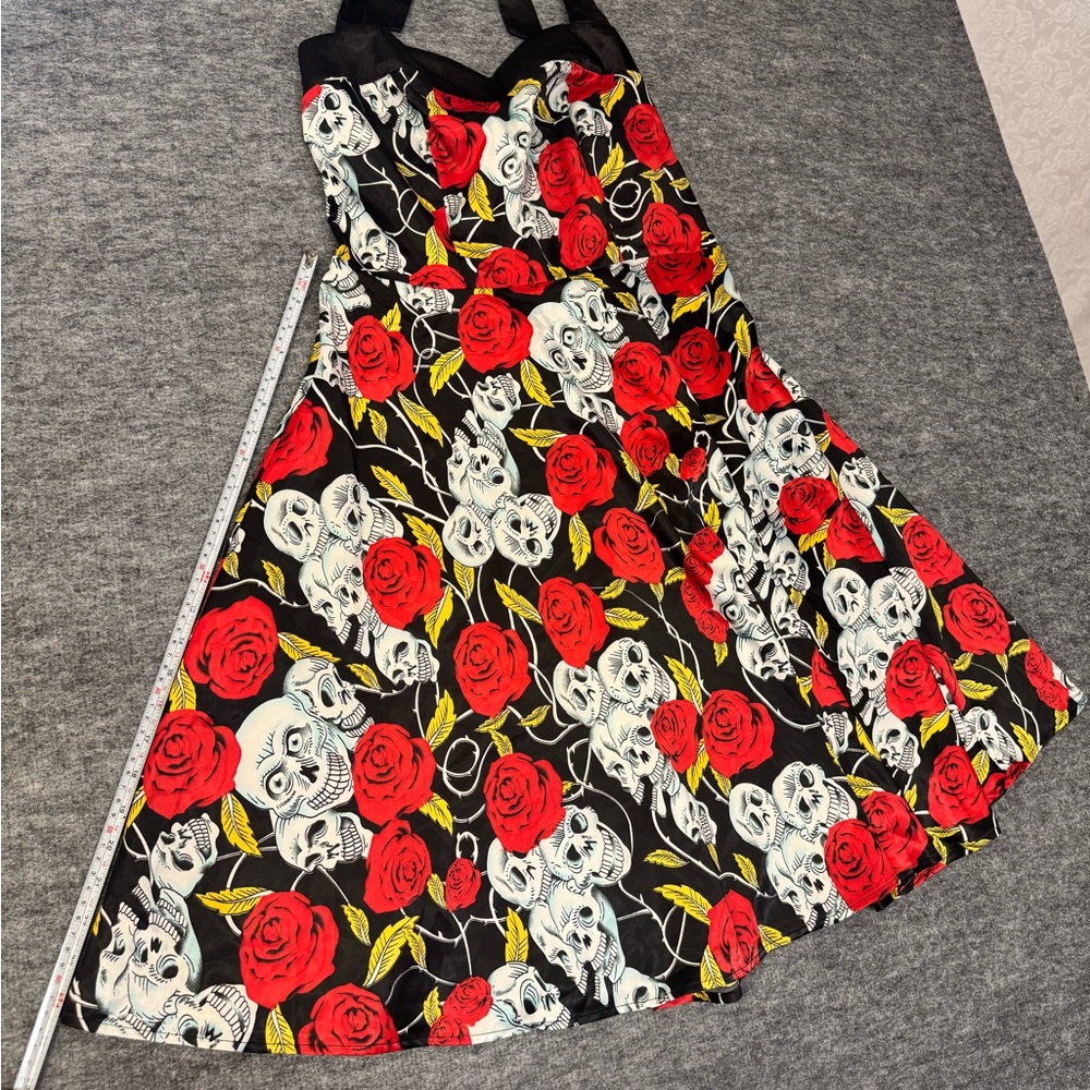 Dress tells Women’s A.Line Floral Rose Skull Print Dress Knee Length XL